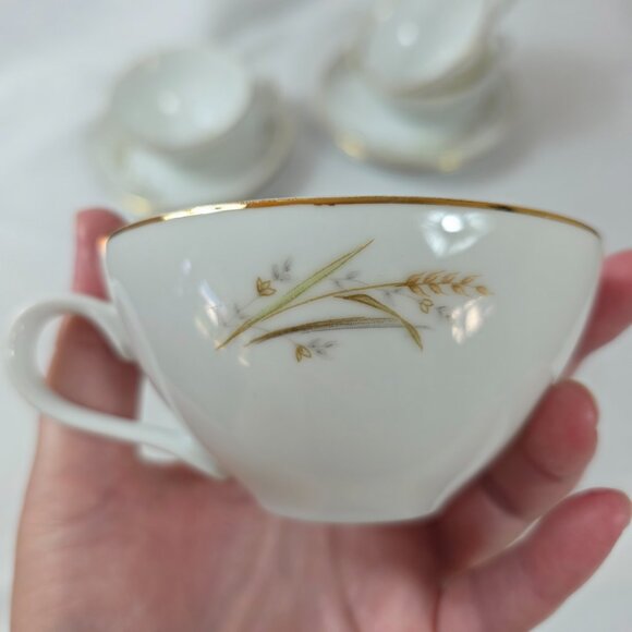FOUR Fine China of Japan Golden Harvest Cup & Saucer Sets Gold Wheat Sprays - Picture 8 of 15